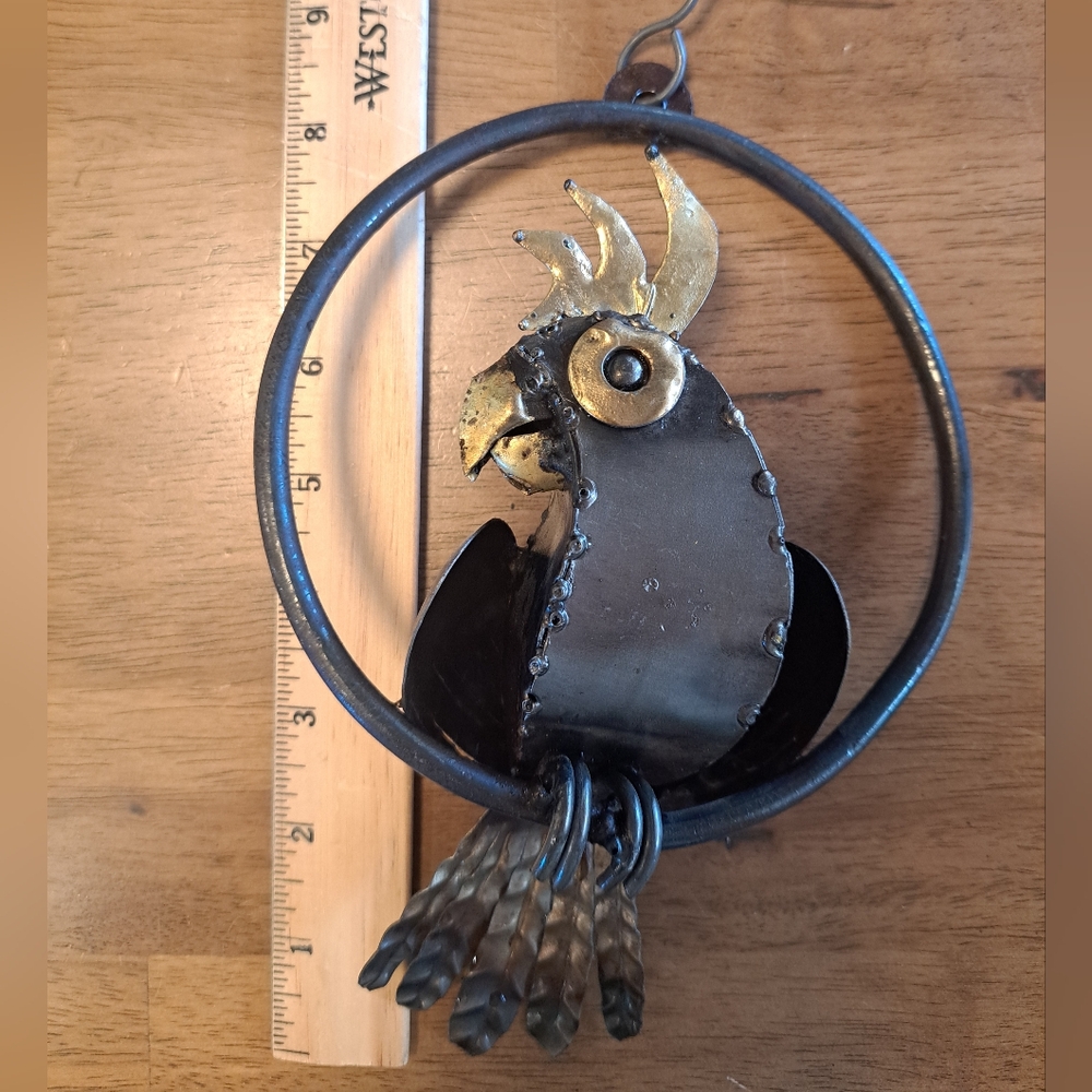 Metal & Copper Hanging Parrot In A Ring - Picture 4 of 6